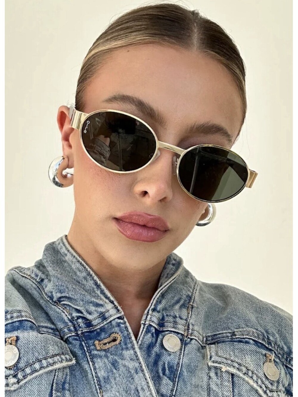 OTRA ECHO Round Gold Metal Sunglasses Green Lenses Designer